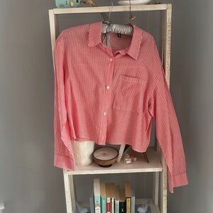 Red Striped Women’s Cropped  Shirt